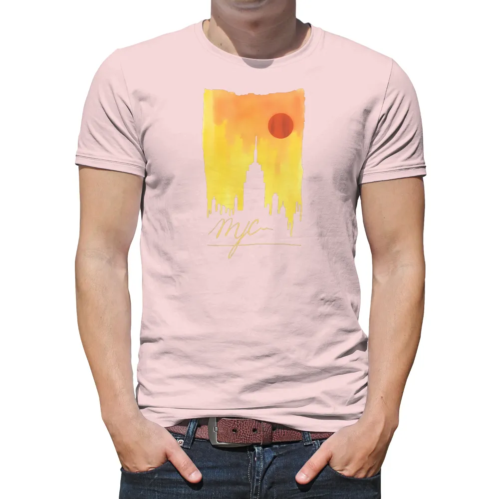 Customized Tee Shirts: NYC Skyline Sunset - Vintage & Retro|atlanta braves skyline shirt