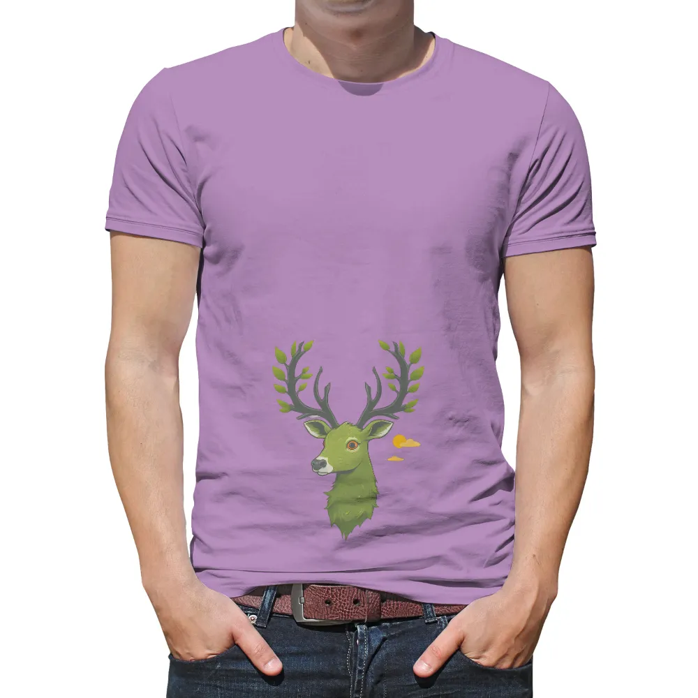 Graphic Tees: Thicket the Green Deer - Nature's Guardian|t shirt painting on nature