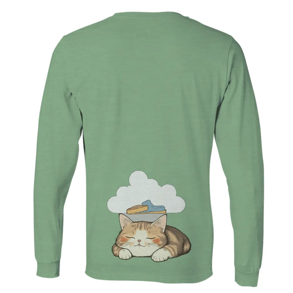 Custom Tee Shirts: Dreaming Cat with Pizza Slice|cute spring t shirts