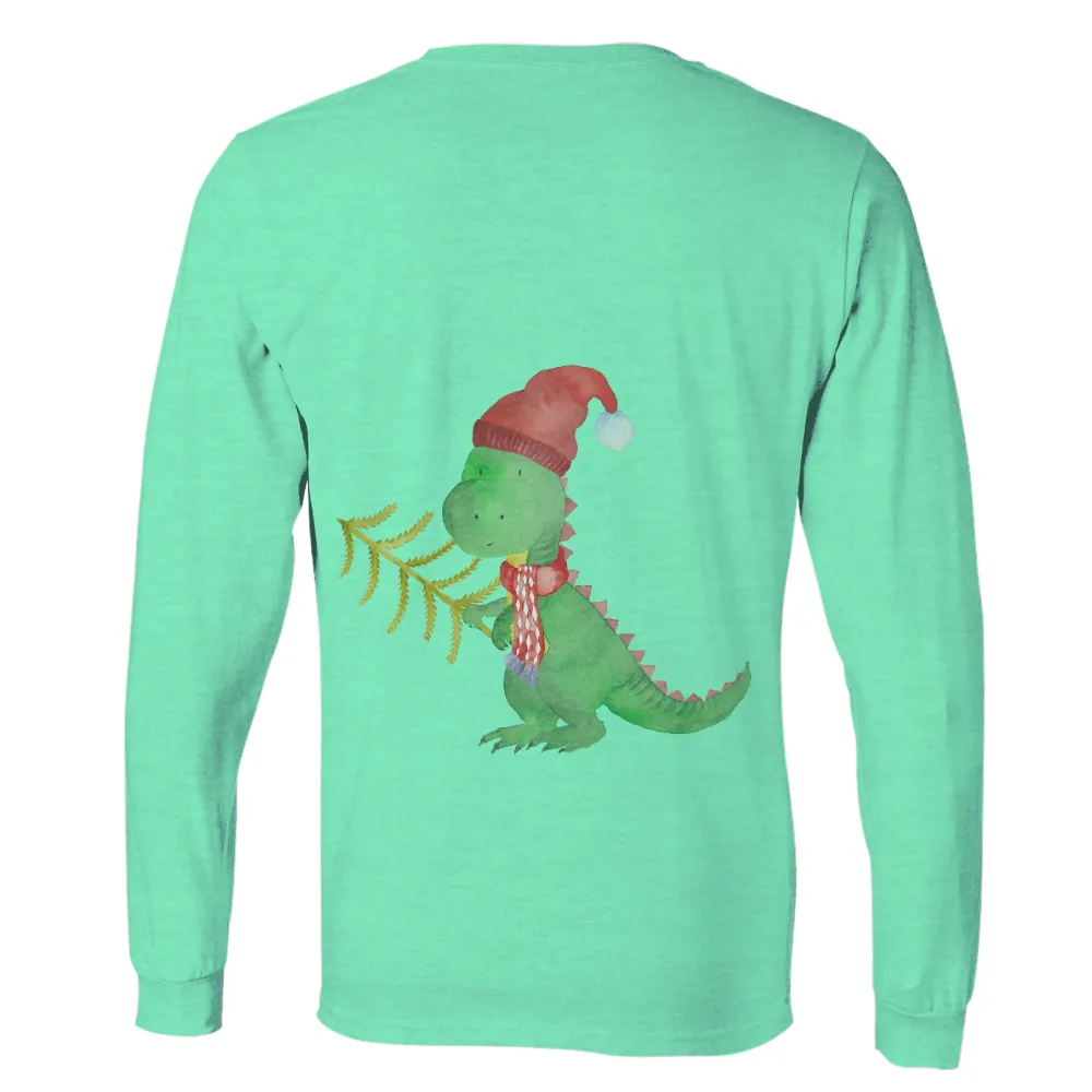 T-Shirts Custom: Whimsical Dino's Festive Holiday Cheer|there's always tomorrow dinosaur shirt