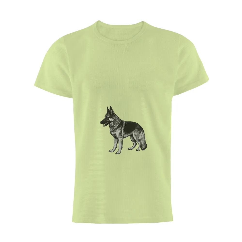 Tee Shirt Printing: Monochrome German Shepherd - Loyalty and Protection|german shepherd 4th of july shirt