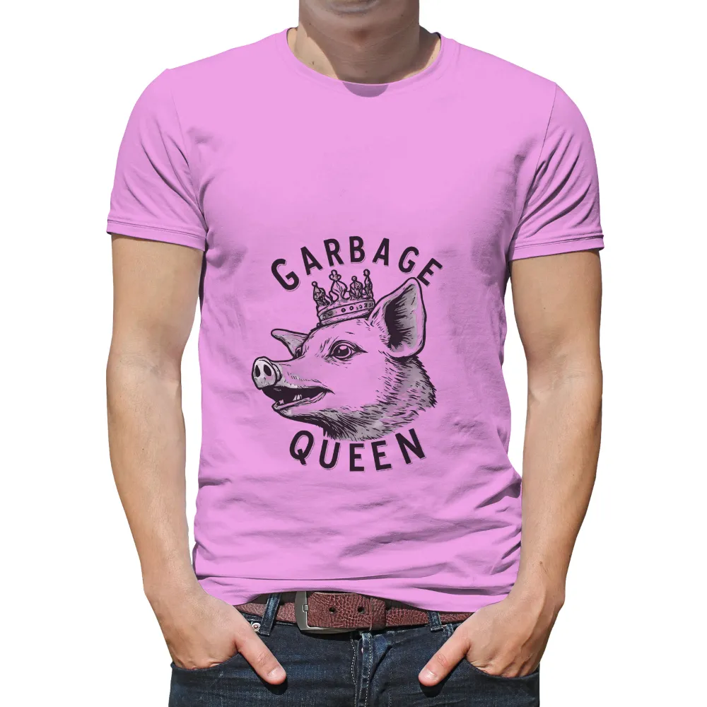 Tee Shirts Printed: Garbage Queen Pig with Crown|basquiat crown shirt