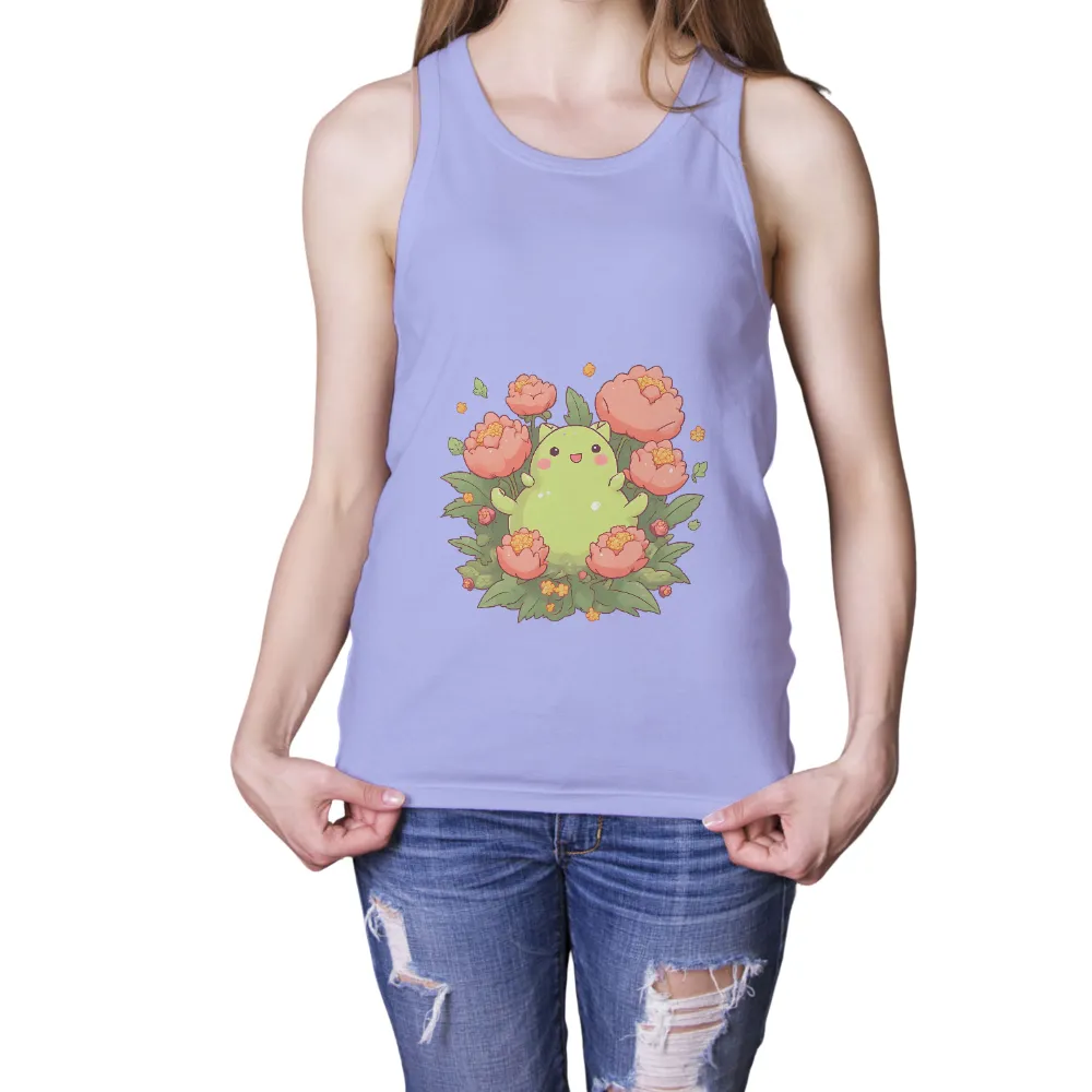 T-Shirt Printing: Embrace Joy with Bloop Among Peonies| Harmonious scene