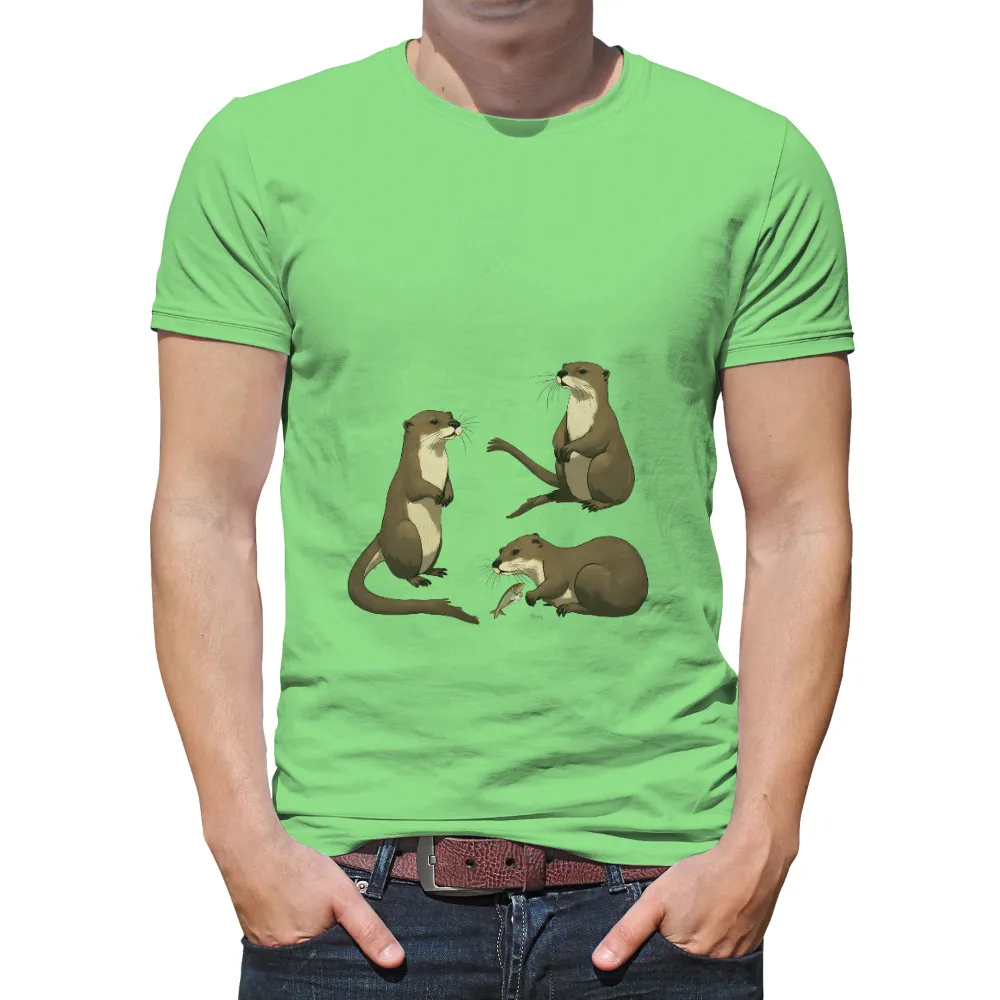 Custom T-Shirt Printing: Otter Guardians - Artistic Wildlife Design|fourth of july family reunion t shirts