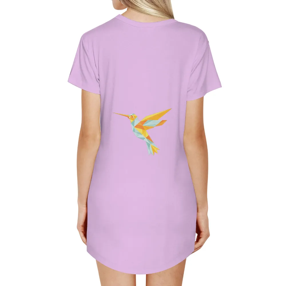 Tee Shirts Printed: Geometric Hummingbird - Freedom and Joy|human beings 100 organic colors may vary