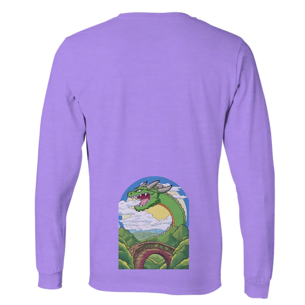 Custom T-Shirt Printing: Dragon Guardian of the Ancient Bridge|uv protection long sleeve crew neck