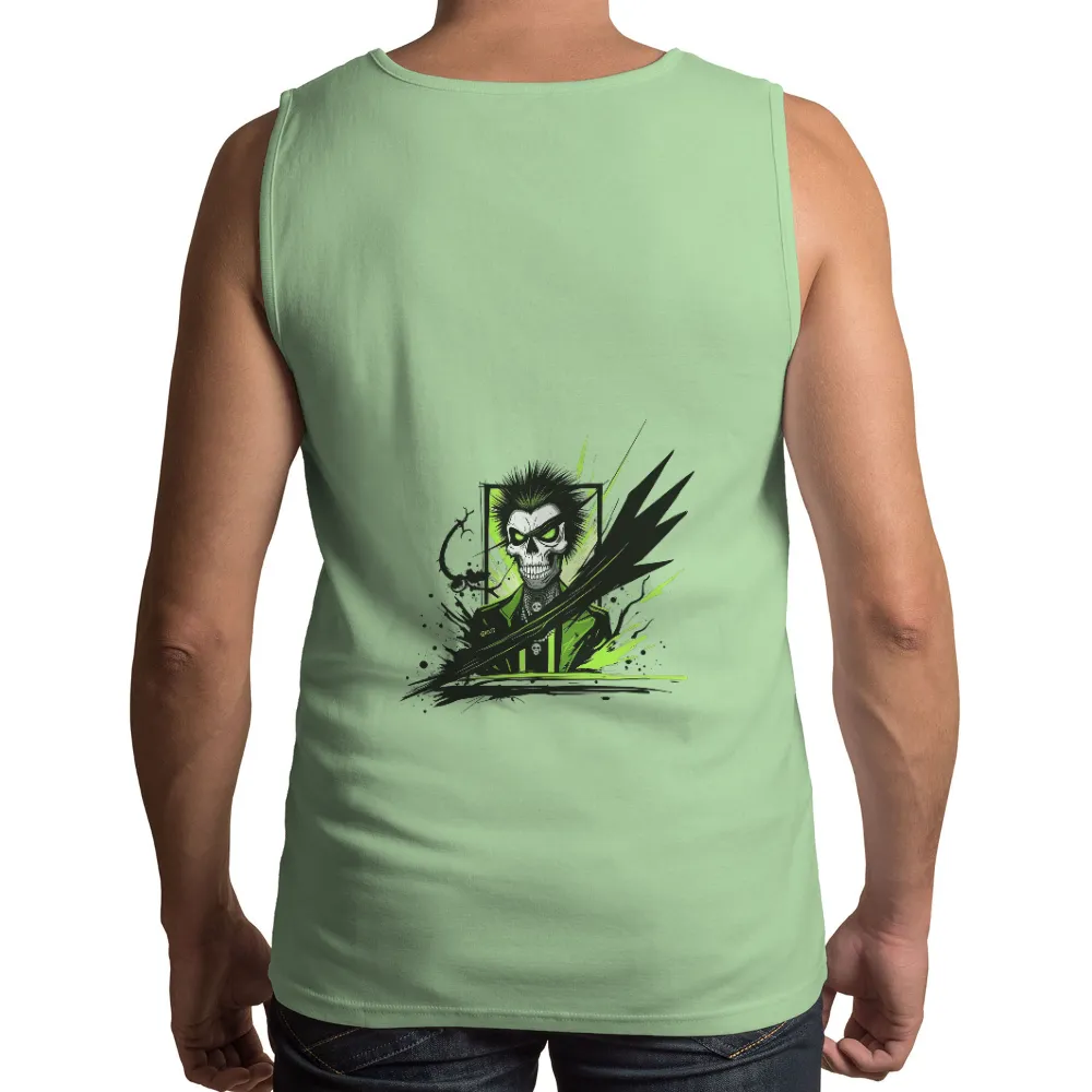 TShirt Printing: Cyberpunk Skull - Neon Green & Black Edgy Design|black hoodie t shirt roblox