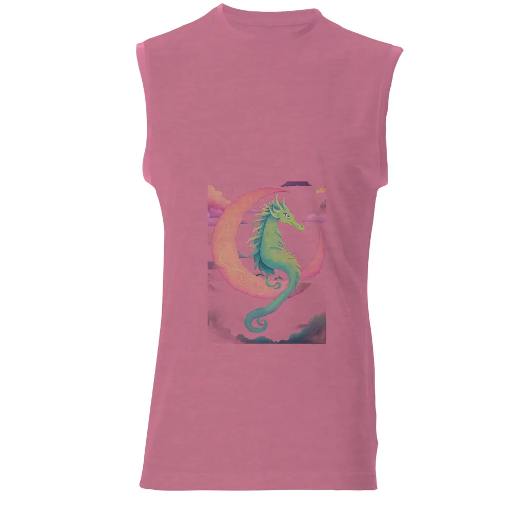 T-Shirts Pattern: Mythical Sea Dragon on Crescent Moon|dallas stars elite