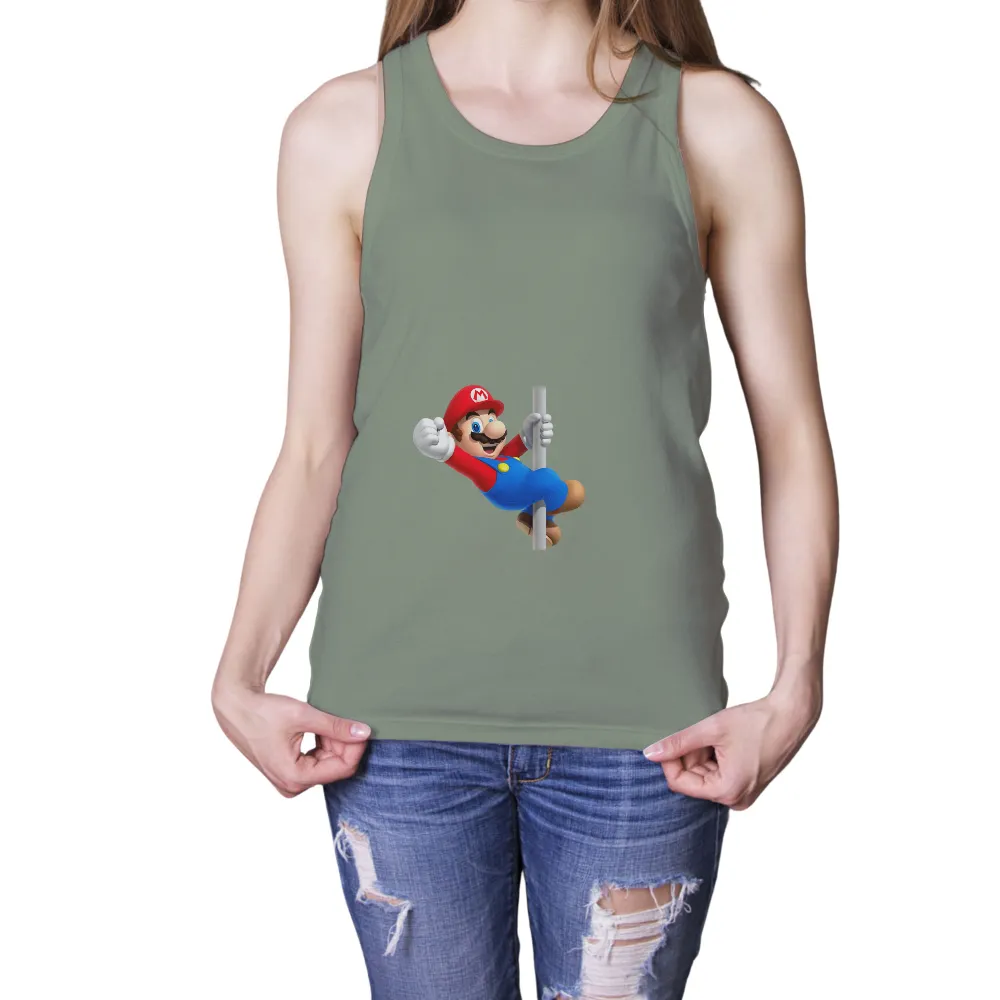 TShirt Design: Mario's Adventurous Slide Down the Pole|john cena super mario bros 3 shirt