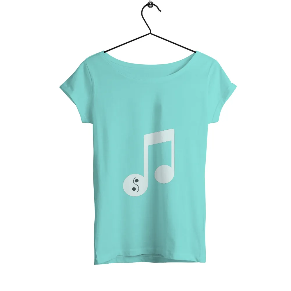 Custom Tee Shirts: Musical Note with Yin Yang - Artistic Balance|80's music tshirts