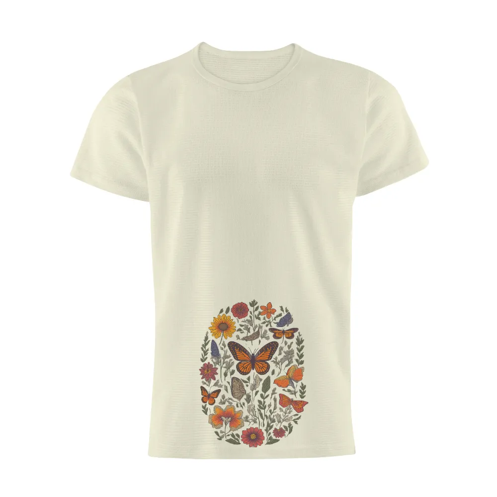 Custom Tee Shirts: Nature's Harmony - Butterfly and Flowers Design|butterfly sweat shirt