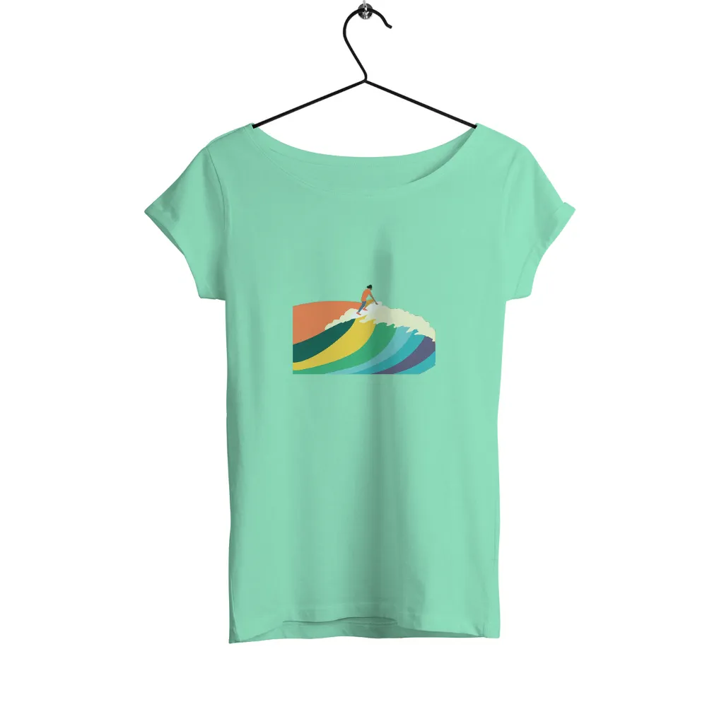 T-Shirts Design: Embracing the Rainbow Waves of Life|white t shirt rainbow stripe