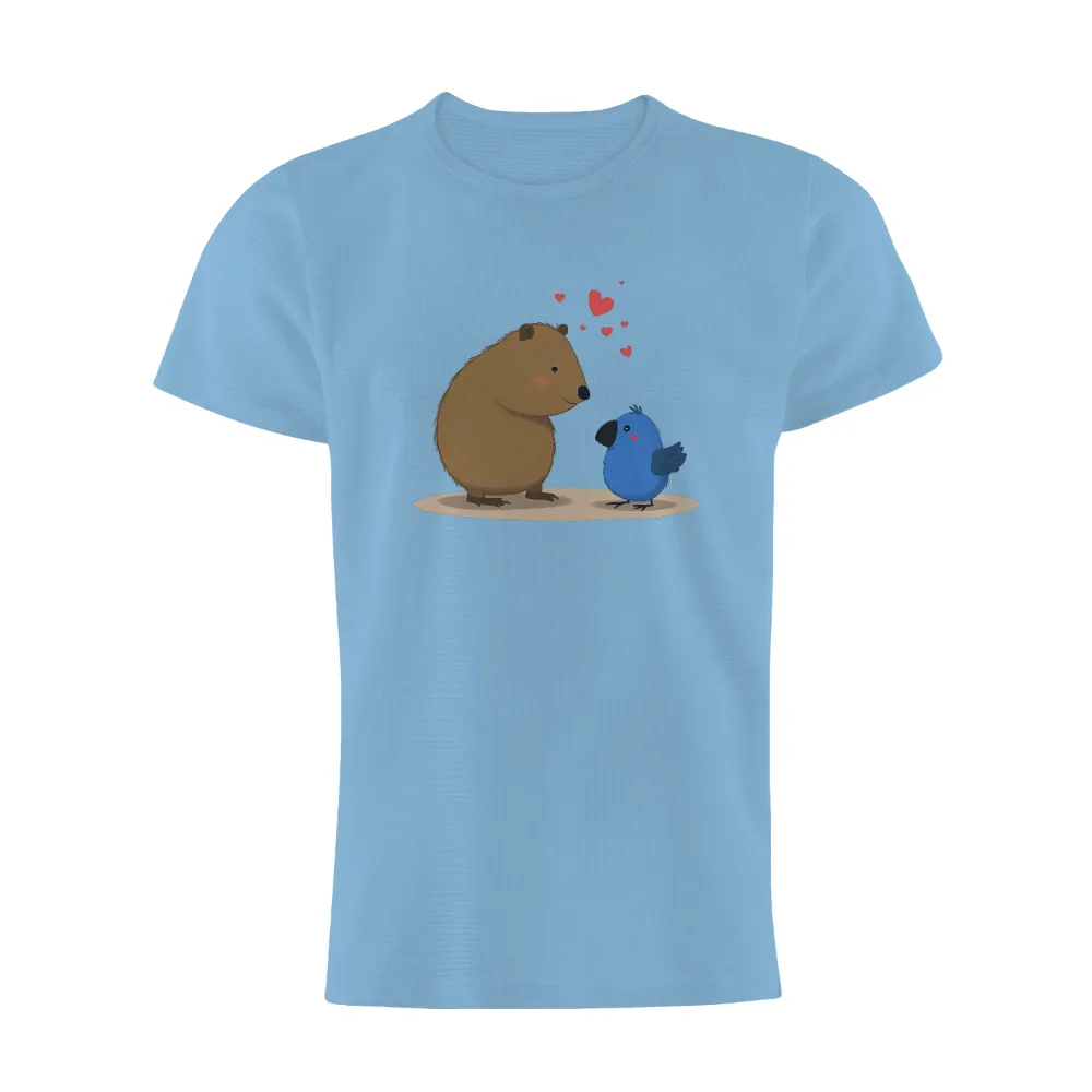 Tee Shirts Printed: Capybara and Blue Bird Friendship|music art love happiness t shirt