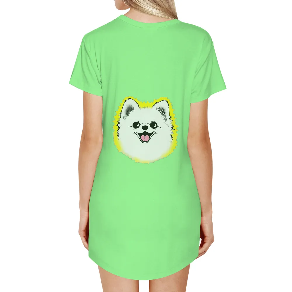 Tee Shirts Printed: Luna's Glowing Aura - Cheerful Pomeranian Design|cyanide and happiness f bomb shirt