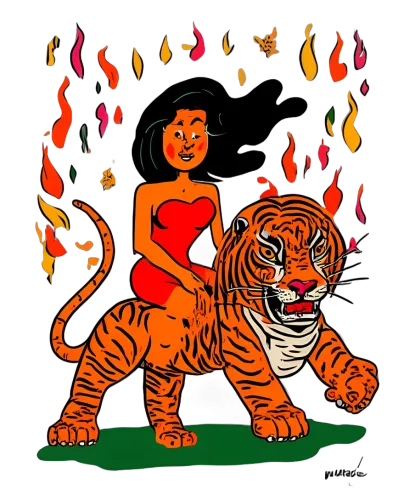 Graphic Tees: Strength and Courage - Tiger and Woman