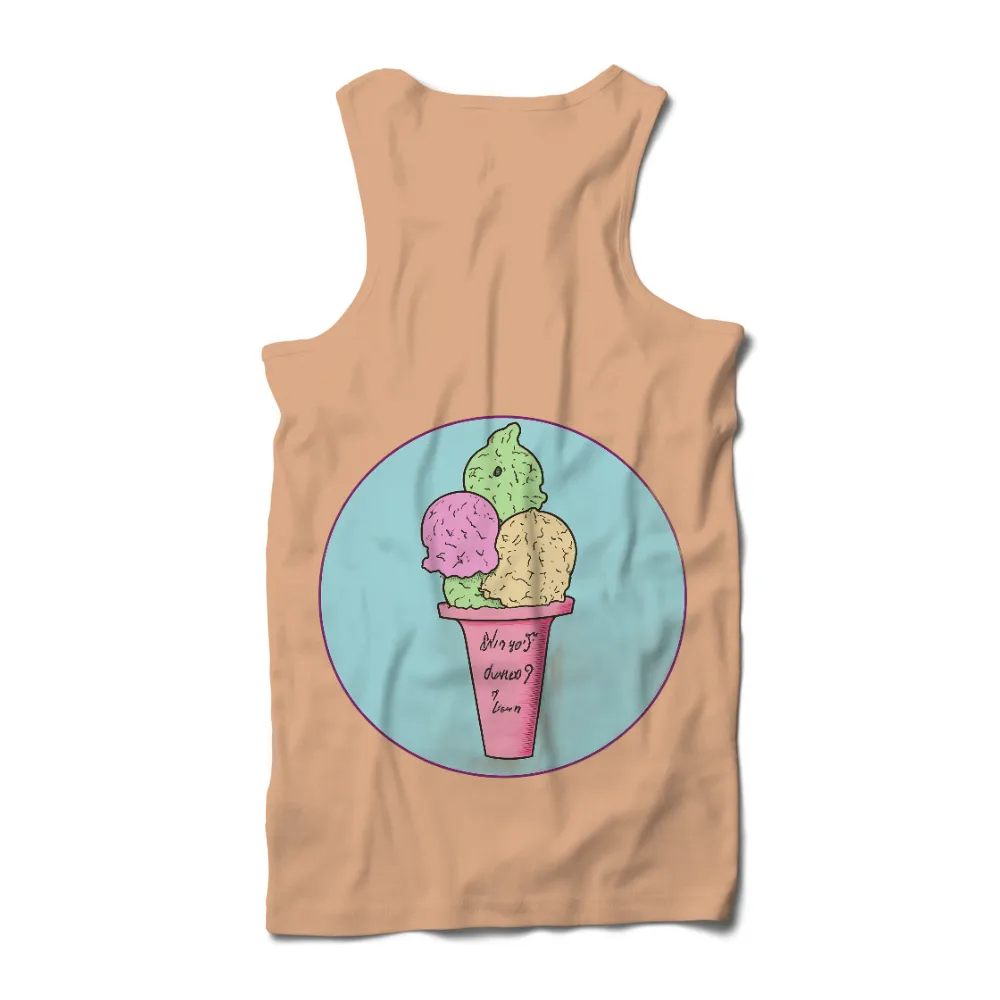 Tee Shirts Printed: Whimsical Ice Cream Cone - Summer Memories| playful pink cone