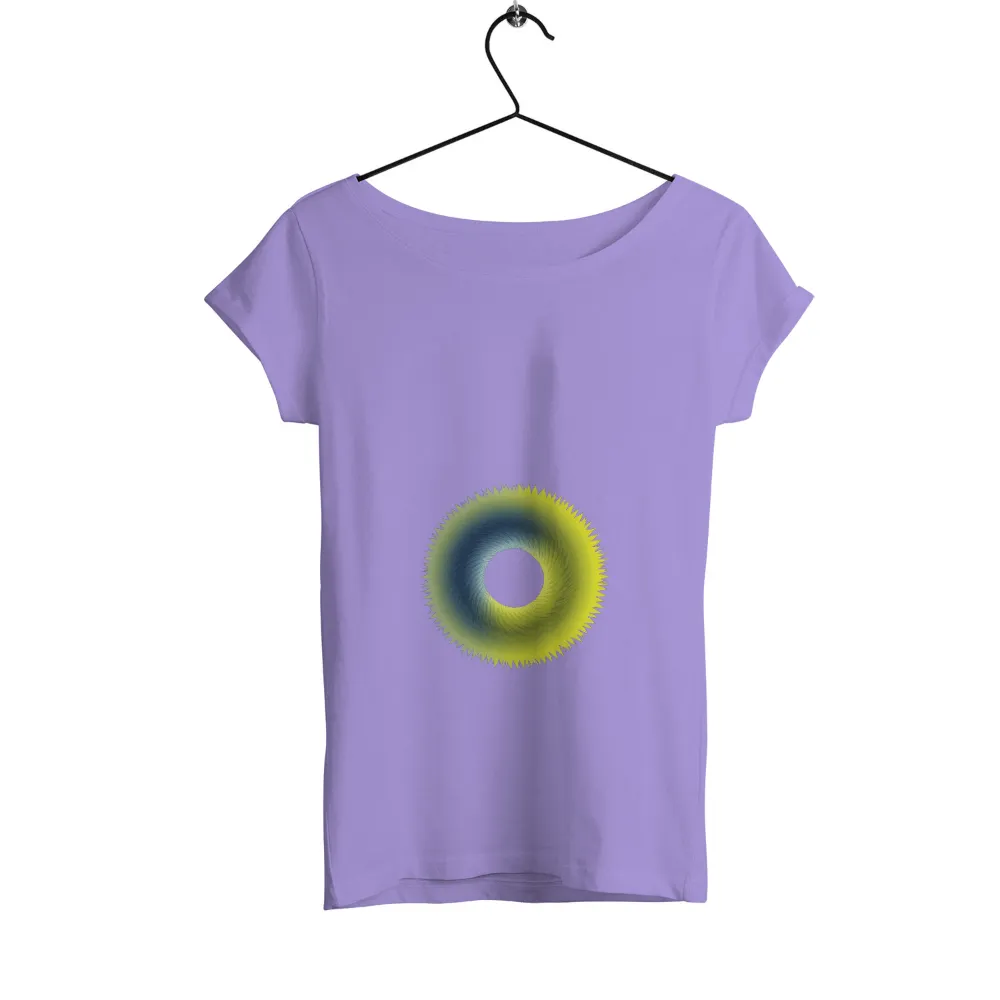 Custom T-Shirt Printing: Vibrant Circular Pattern Inspired by City Life|blue and yellow shirt