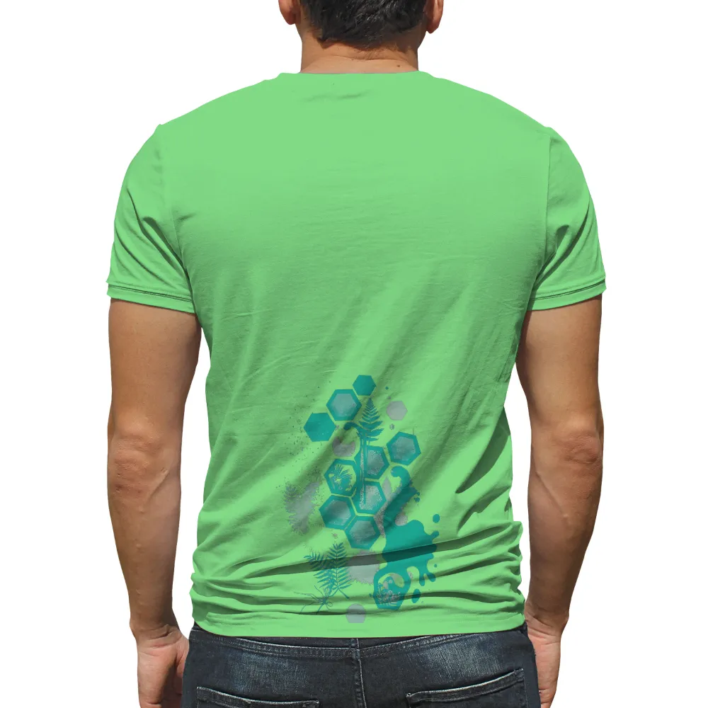 T-Shirt Printing: Nature Meets Geometry - Teal & White Forest Design| Nature and geometry blend