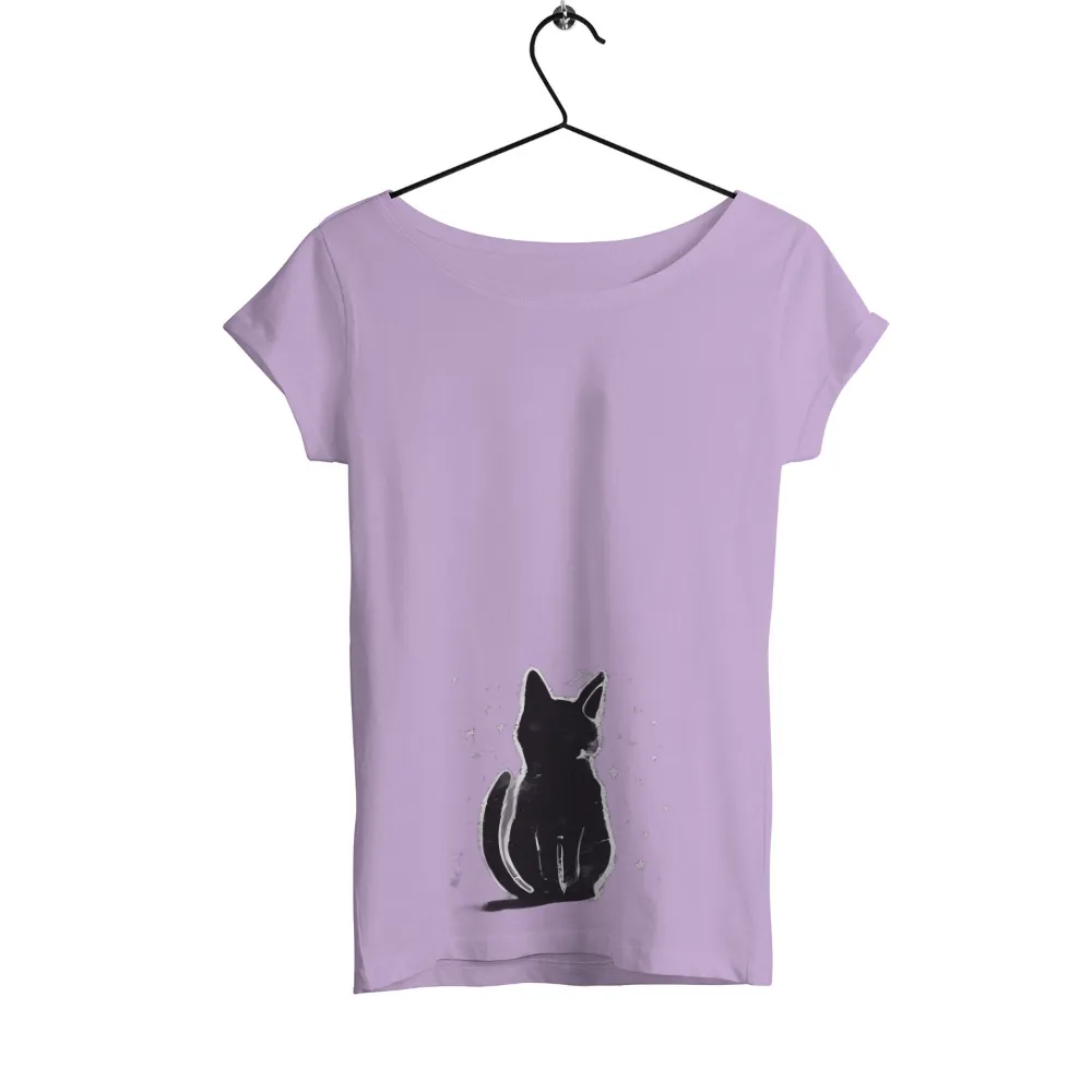 Graphic Tees: Cosmic Cat Silhouette - Minimalist Night Sky Design|cat valentines shirt