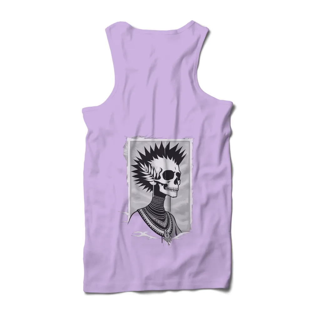 Graphic Tees: Punk Rock Skull with Palm Leaf - Artistic Design|t shirt painting on nature