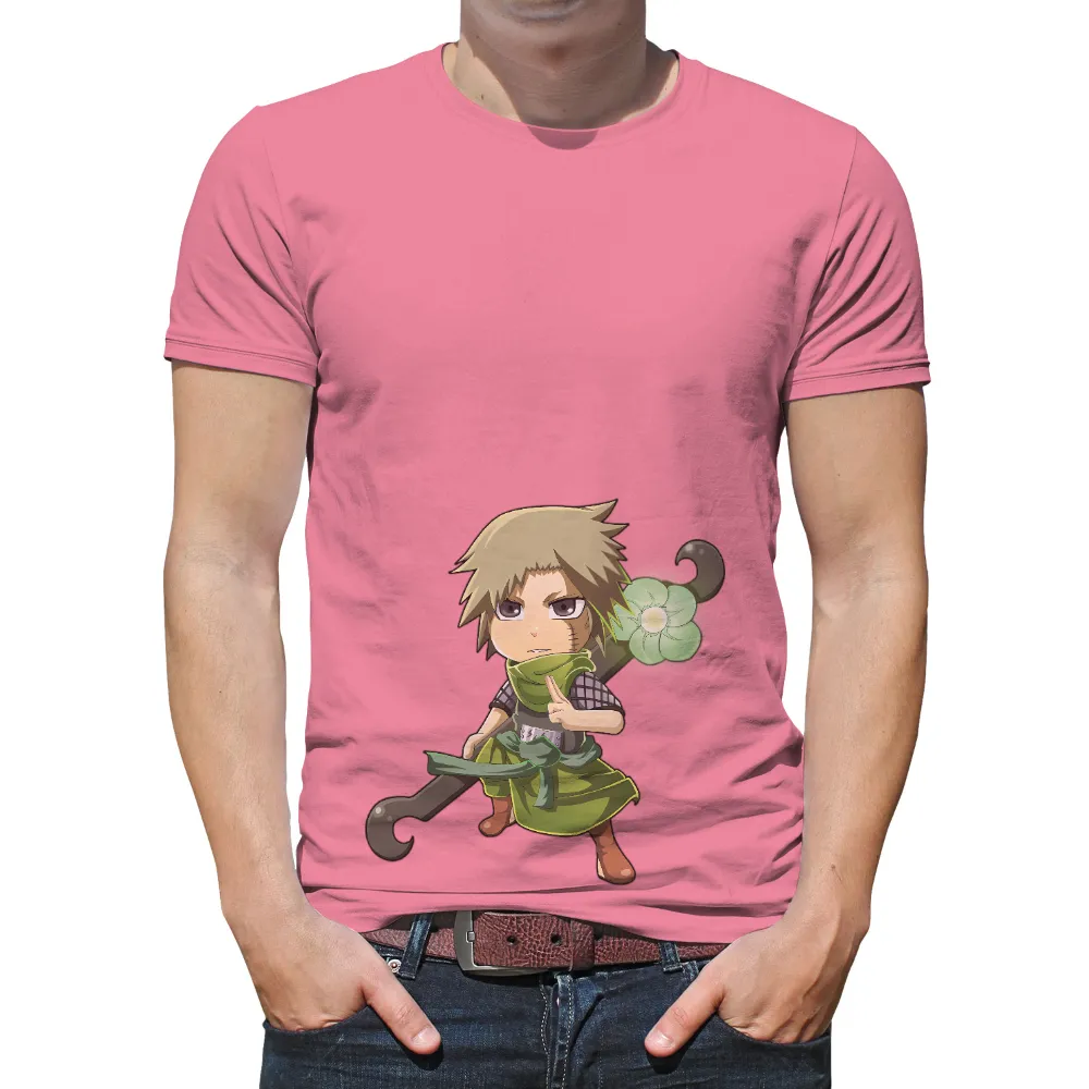 T-Shirts Pattern: Kaze's Journey - Anime Ninja with Green Outfit and Hammer|weekday journey shirt