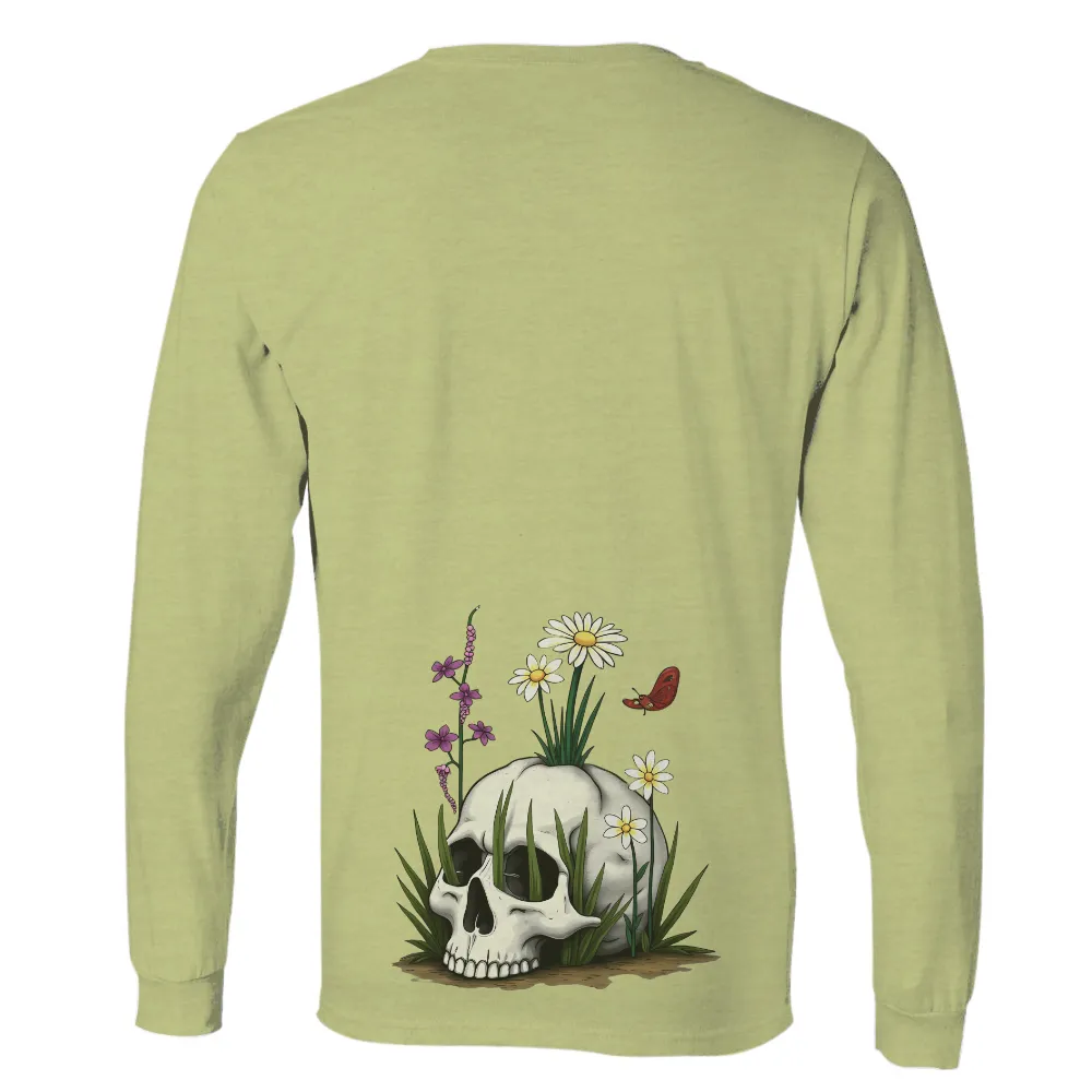 Tee Shirt Printing: Skull and Flowers - Nature's Dualities| Nature's cycle depicted in a skull and flowers