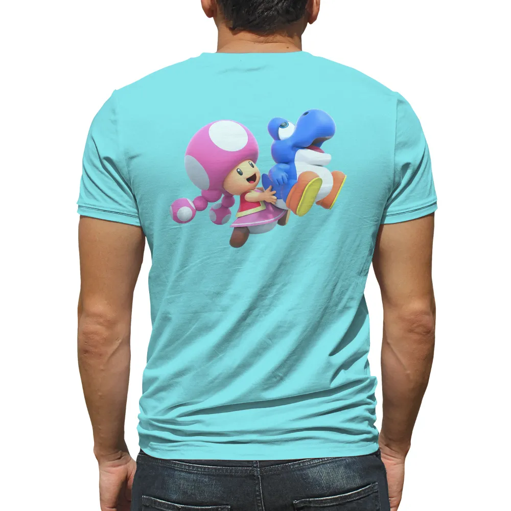 Tee Shirt Printing: Toadette and Yoshi - Celebrate Gaming Adventure|friends shirt with black cartoon characters