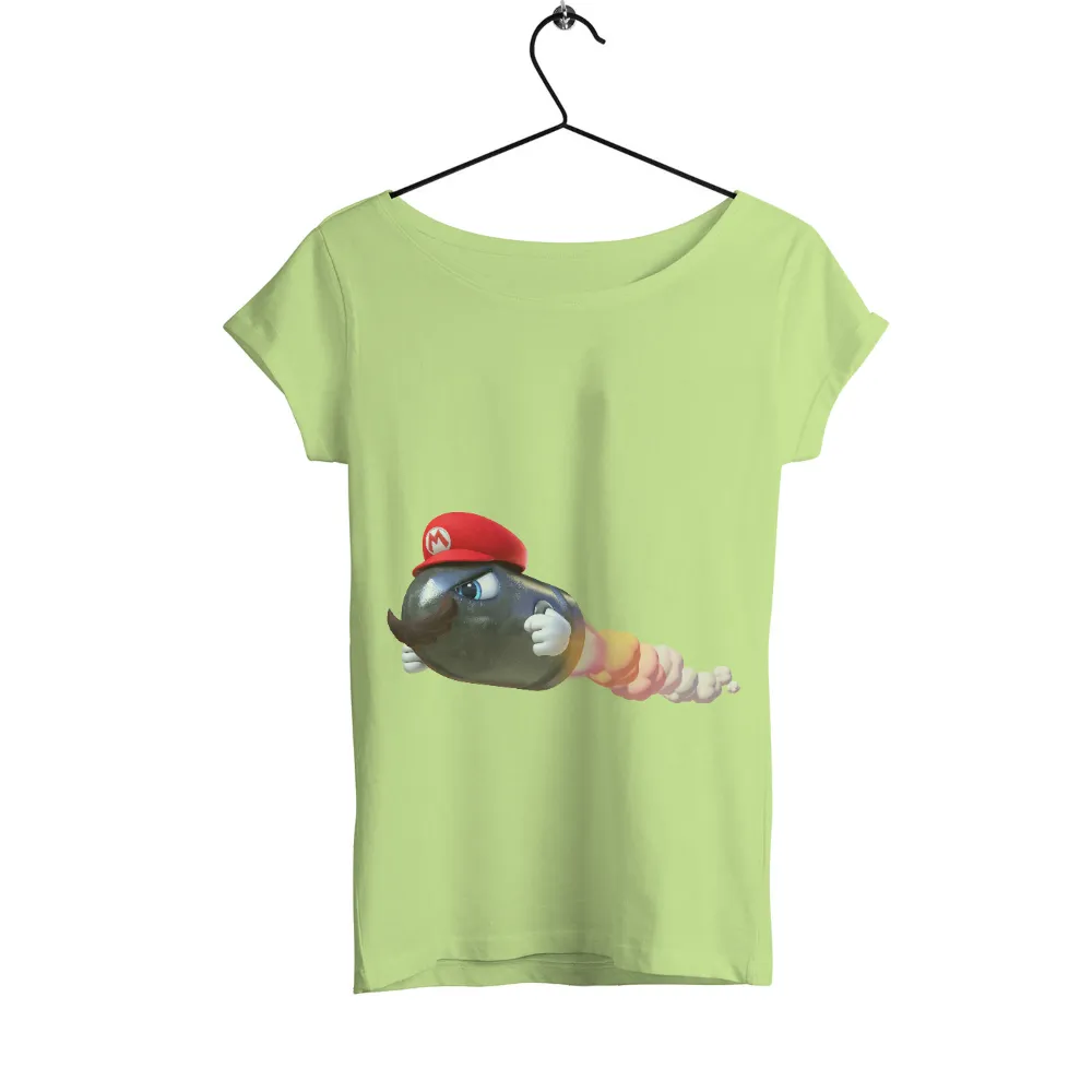 Tee Shirts Printed: Bomb-Omb Punches Through with Mario's Hat and Mustache|mario rabbids kingdom battle shirt