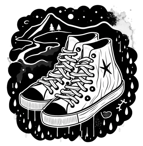 T-Shirts Pattern: High-Top Sneakers Under the Starry Night