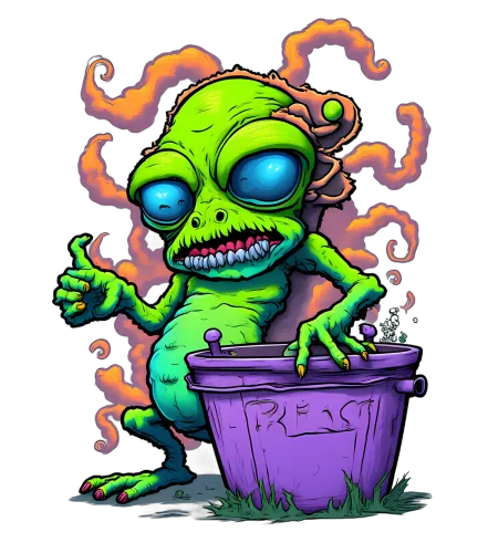 TShirt Printing: Whimsical Horror with Green Creature Zorg