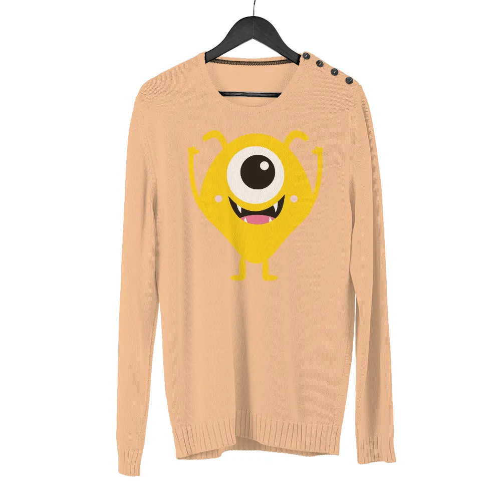 T-Shirts Pattern: Whimsical Yellow Monster Spreading Joy|a fun thing to do in the morning shirt