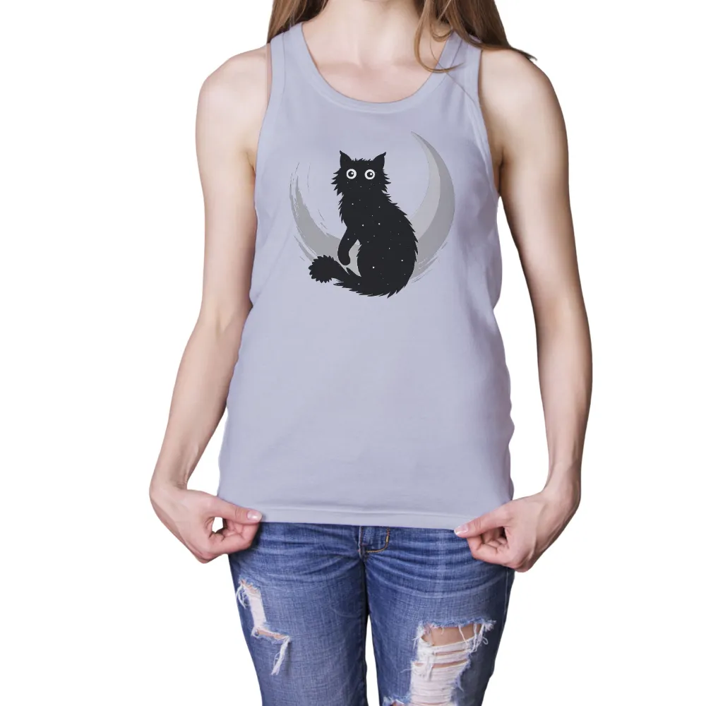 Custom Tee Shirts: Black Cat and Crescent Moon Silhouette|death note ryuk silhouette