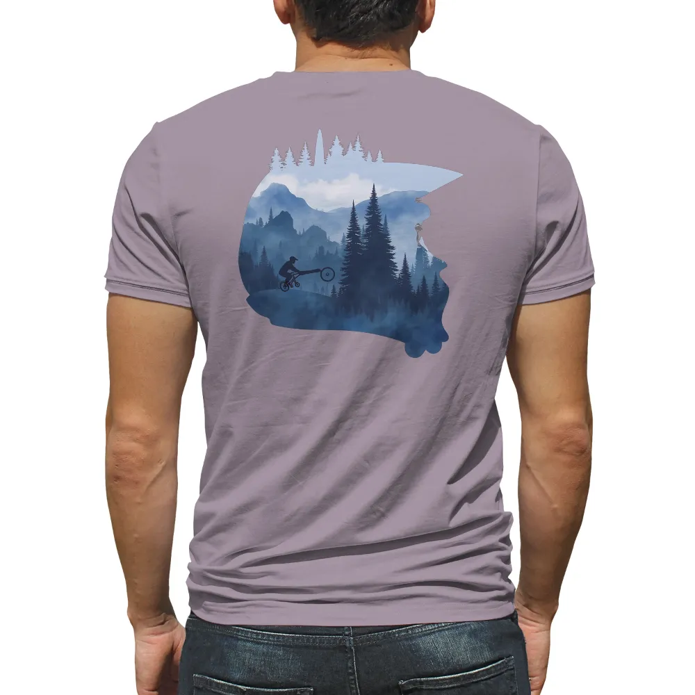 TShirt Design: Mountain Biking Adventure | Sports T-Shirt| misty mountains