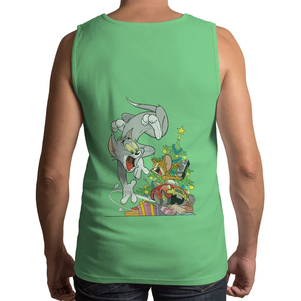 Customized Tee Shirts: Tom and Jerry's Festive Holiday Chase|budweiser holiday graphic tee