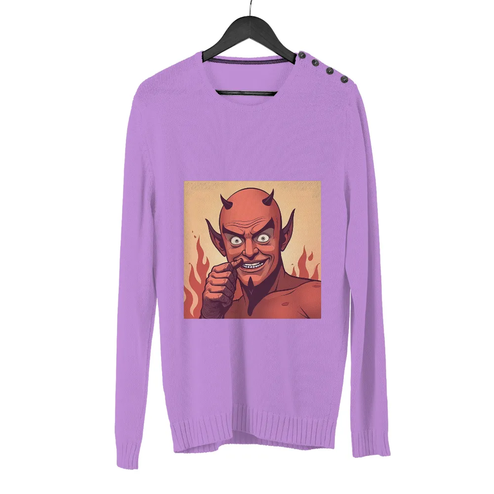 T-Shirts Custom: Devilish Humor | Mischievous Devil Design| devil with finger on chin