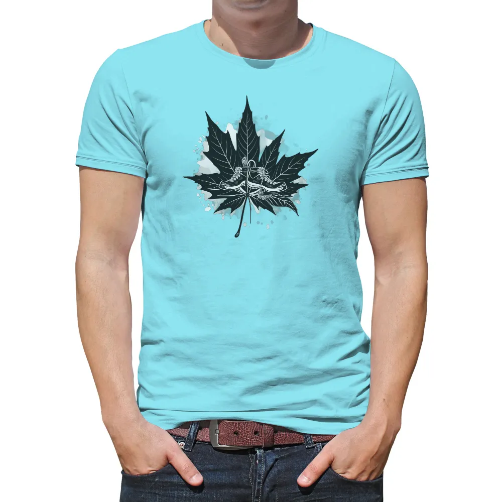 Customized Tee Shirts: Maple Leaf and Sneakers - Nature Meets Urban|black and white wonder woman shirt