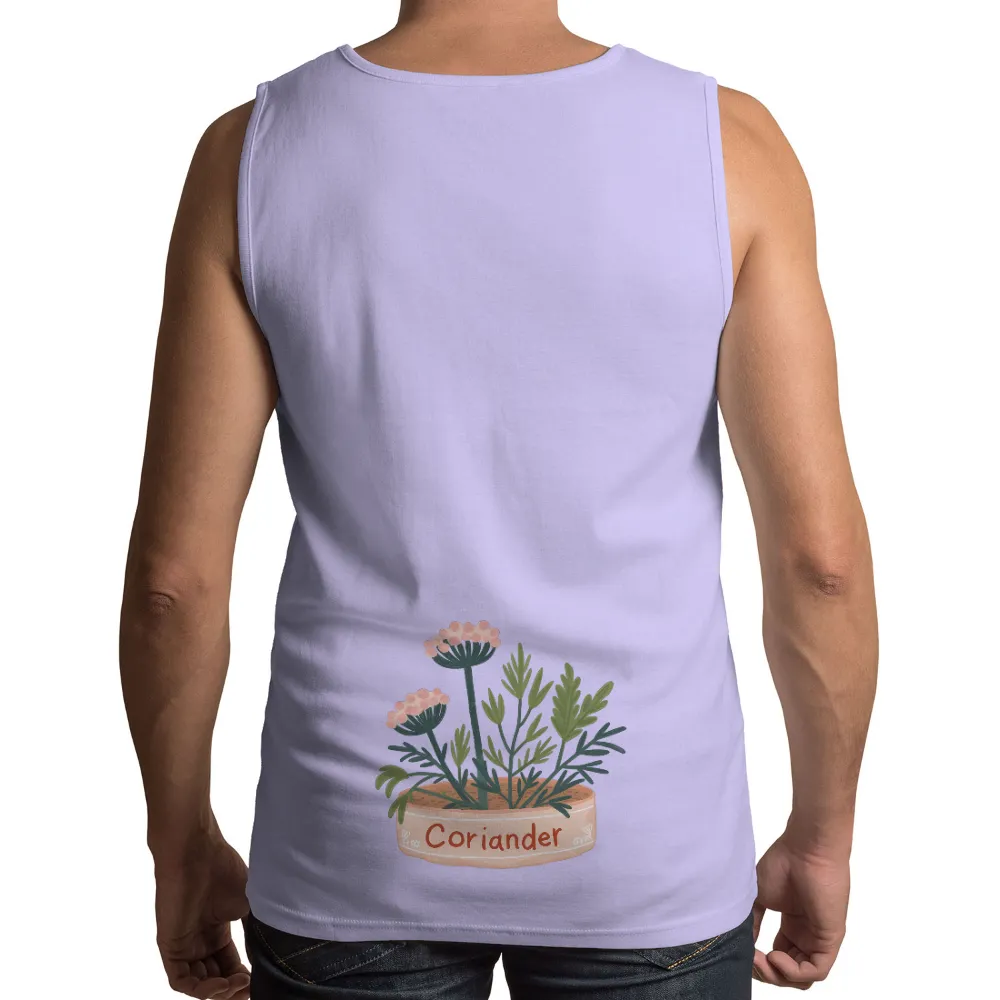 Custom T-Shirt Printing: Minimalist Coriander Plant Design|garden of pleasure t shirt