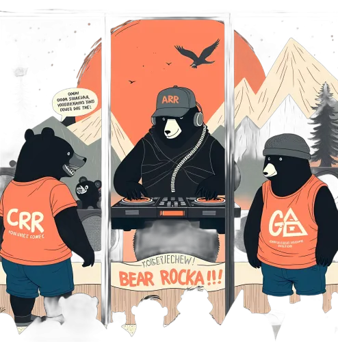 TShirt Printing: DJ Bear Rocka - Music Festival in the Mountains