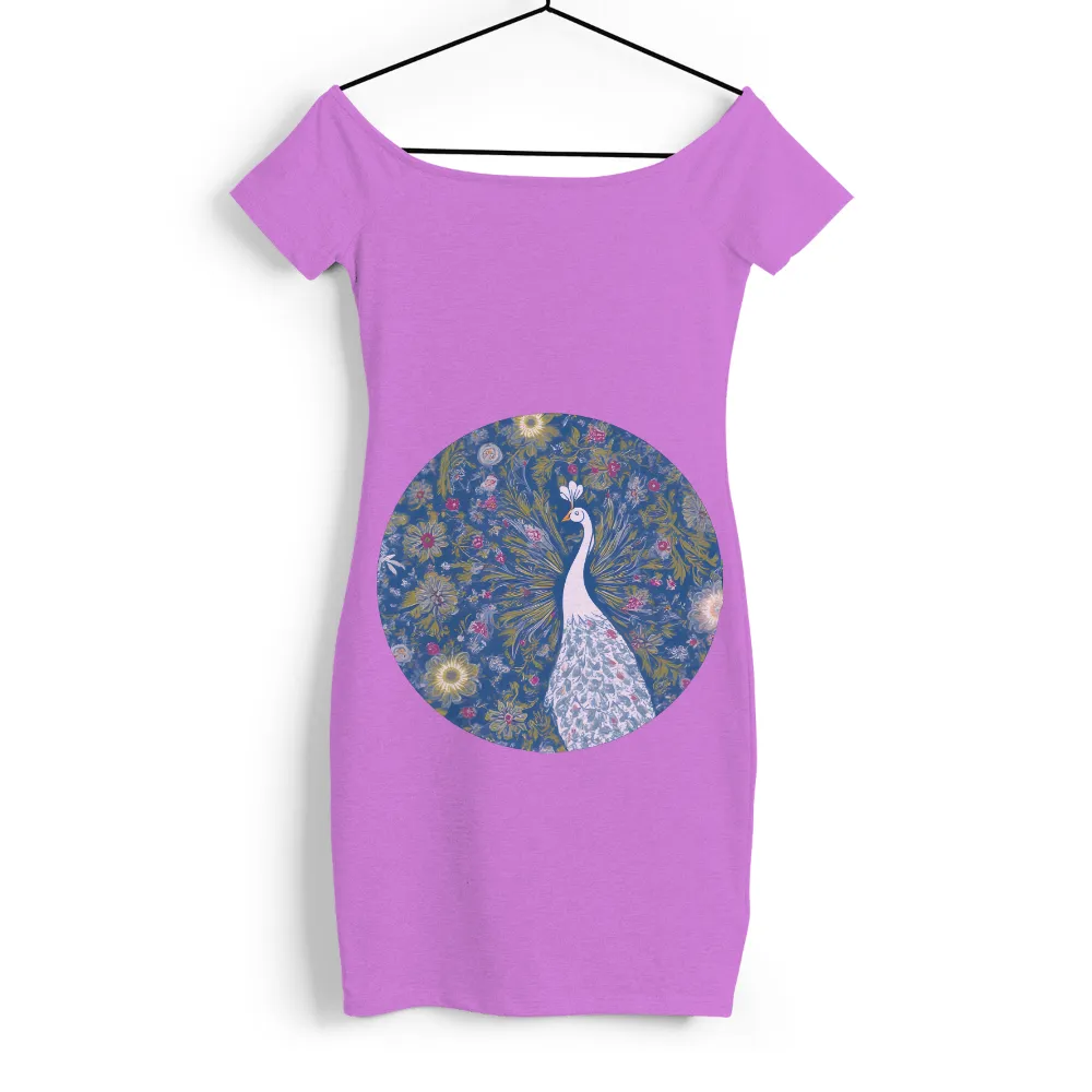 TShirt Printing: Seraphina the White Peacock - Artistic Floral Design|animal crossing silk floral print shirt