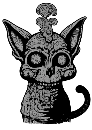 Custom Gothic Horror Design: Skeletal Cat Art