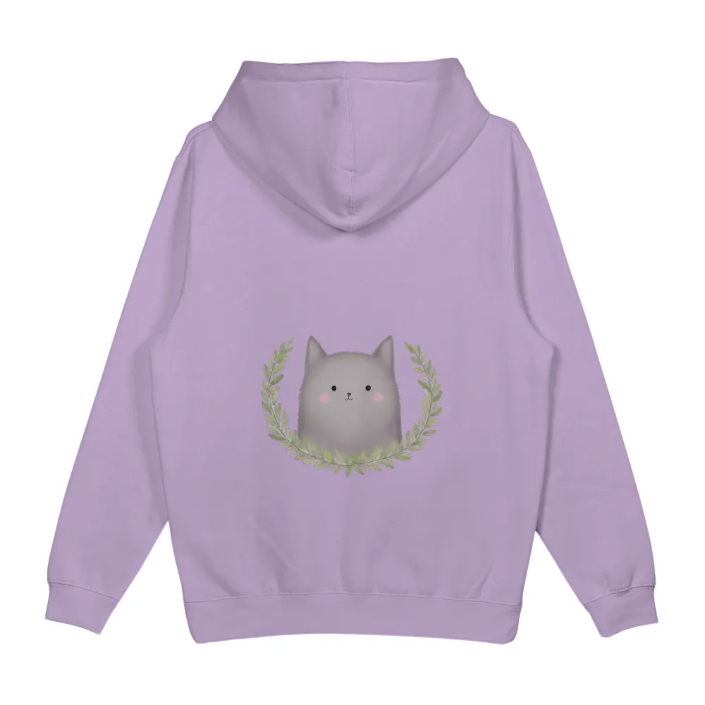 Custom T-Shirt Printing: Fluffy Cat in Nature Wreath | Inspirational Life Theme|fluffy gray cat