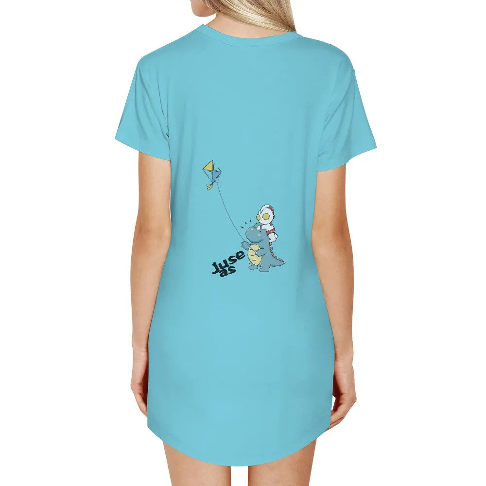 T-Shirts Pattern: Robot and Dinosaur Flying a Kite|mom and son matching dinosaur shirts