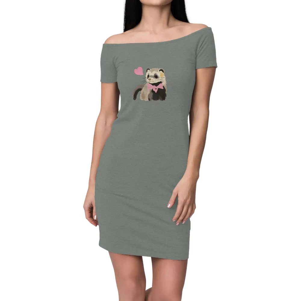 Tee Shirts Printed: Adorable Ferret with Pink Bow Tie|love for demar shirt nfl