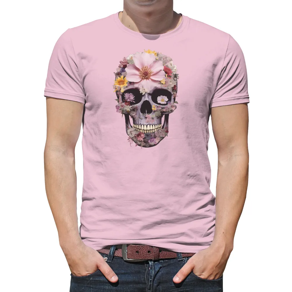 TShirt Printing: Elysium - A Skull Adorned with Flowers|animal crossing skull tee