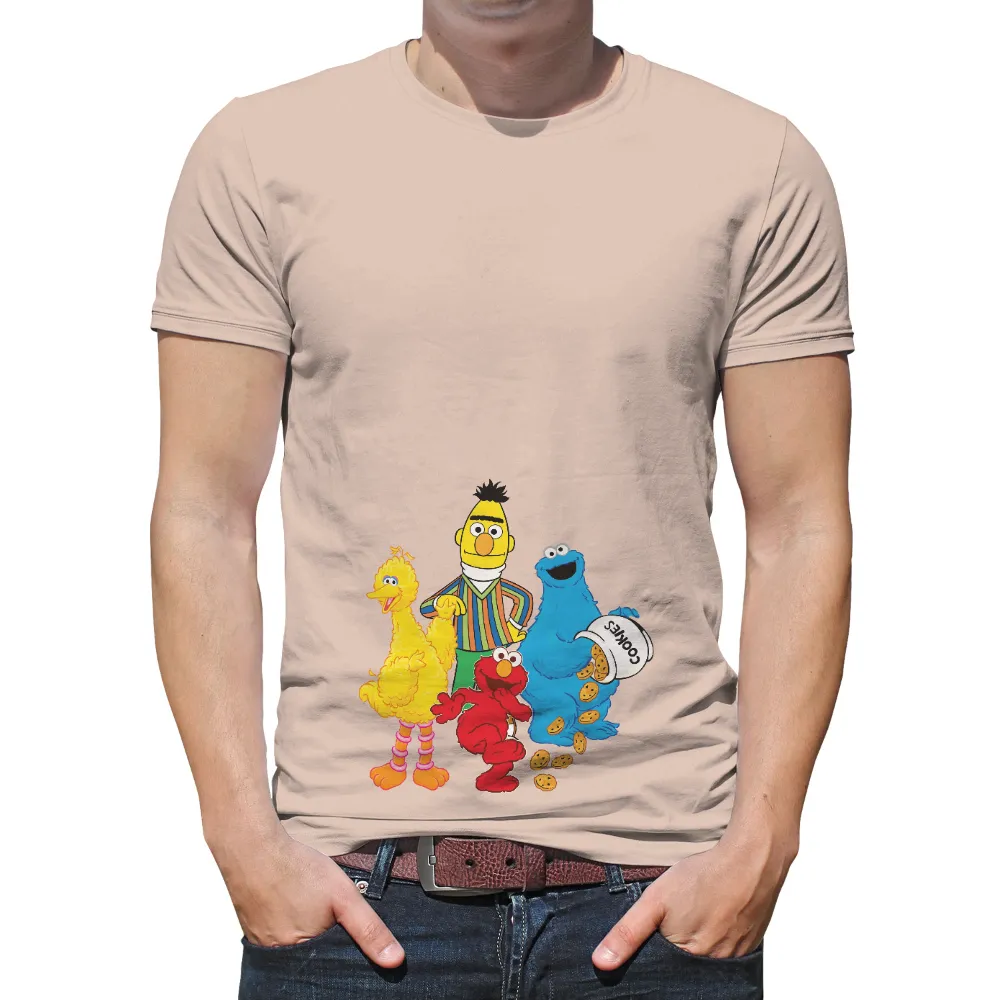 Sesame Street Characters T-Shirts Design: Spread Joy with Big Bird, Bert, Elmo, and Cookie Monster|bert and ernie pixel t shirt