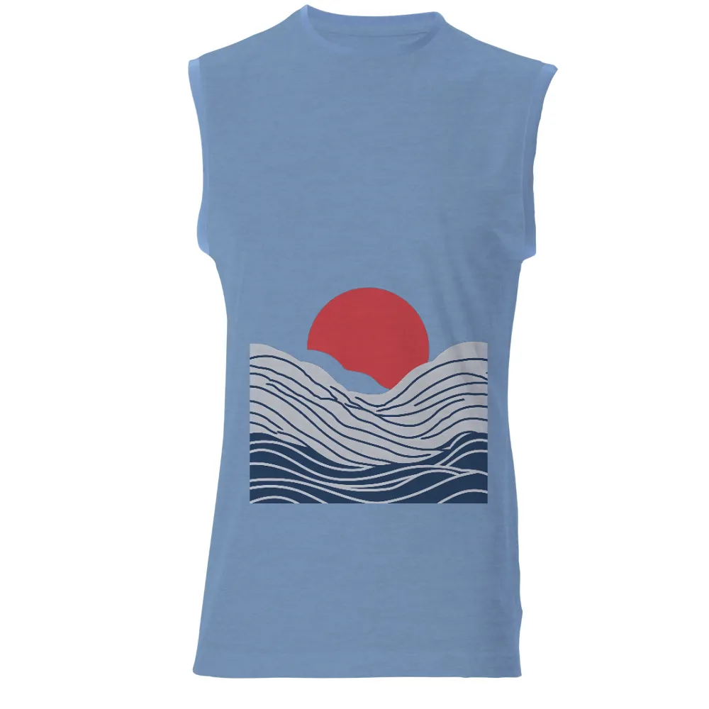 Tee Shirt Printing: Sunset Waves - Embrace Tranquility and Reflection| Tranquil evening scene