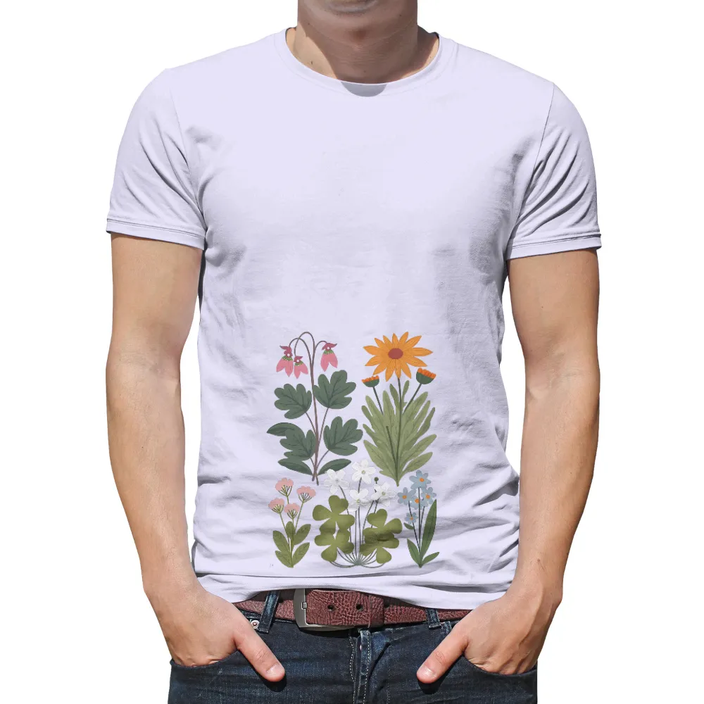 Tee Shirts Printed: Wildflowers Harmony - Nature's Artistic Expression|graffiti nature