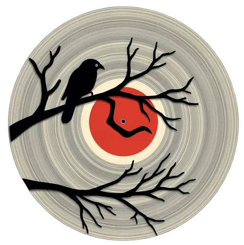 Shirts Graphic Tees: Crow on Vinyl Record - Nostalgia Meets Modernity