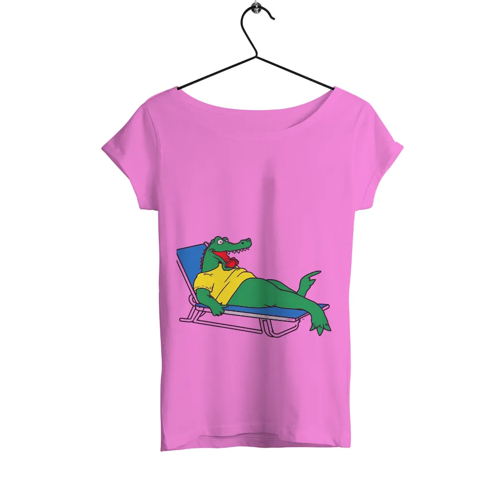 Customized Tee Shirts: Relaxing Alligator - Summer Fun|black shirt cartoon character