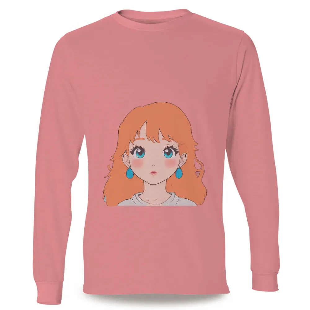 T-Shirts Pattern: Vibrant Orange Hair and Blue Eyes - Anime Style|youth bryce harper phillies jersey